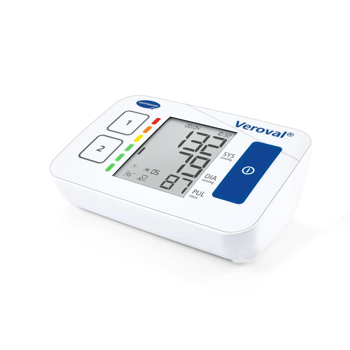 Kompaktes Oberarm-Blutdruckmessgerät Veroval® mit großem Display und Tasten, weiß