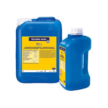 Korsolex® extra Instrumentendesinfektionsmittel in blauem Kanister und Flasche