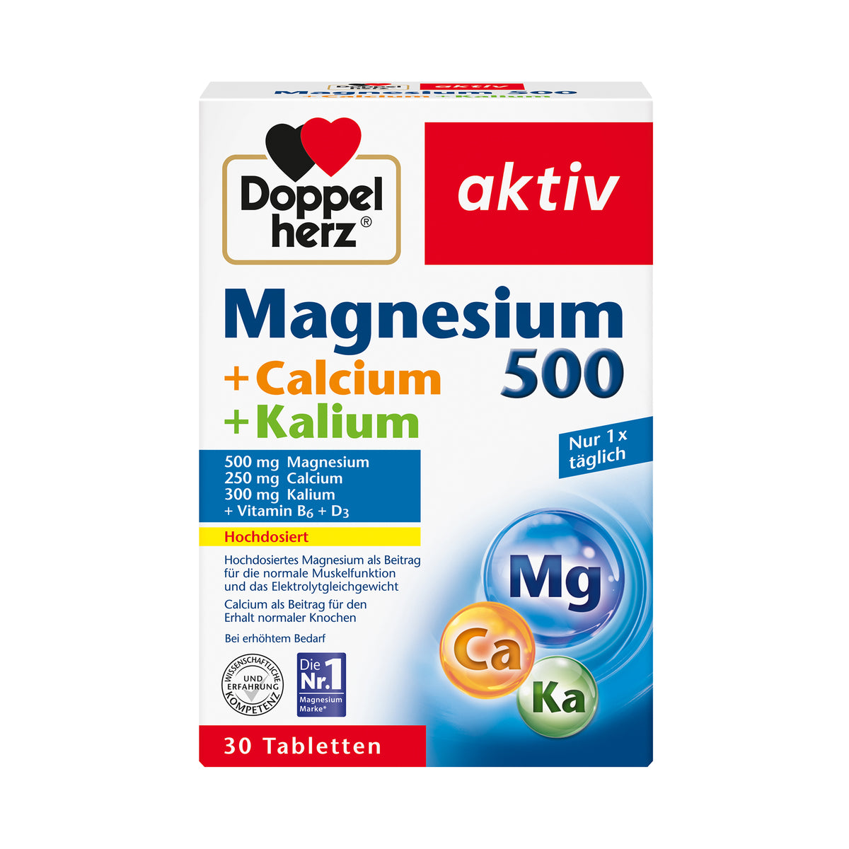 Doppelherz aktiv Magnesium + Calcium + Kalium, Tablettenpackung, 30 Stück