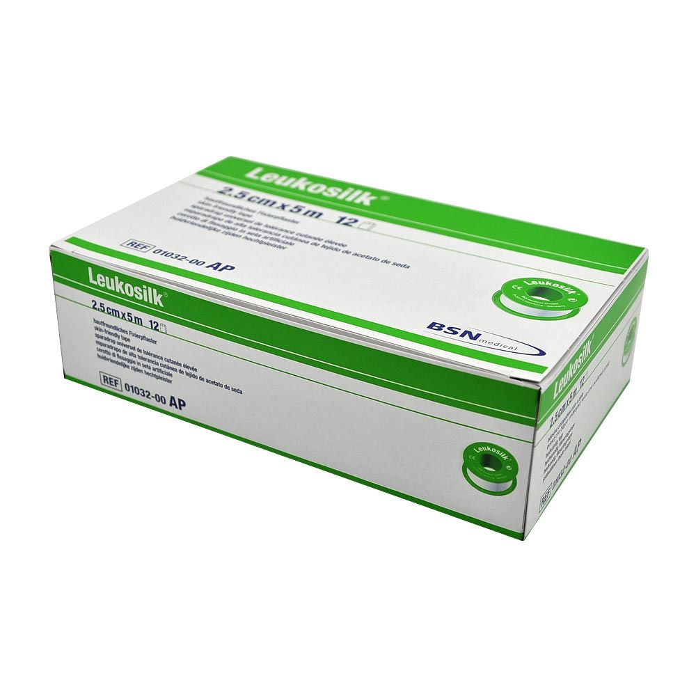 BSN Leukosilk Rollenpflaster, latexfrei, 2,5 cm x 5 m, Verpackungskarton