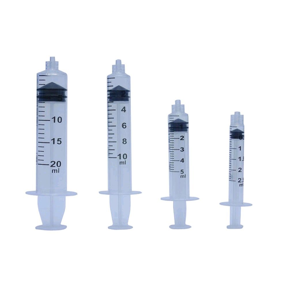 Luer-Lock-Einmalspritzen-Set mit vier Spritzen, Skala von 1–20 ml