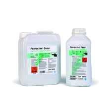 Instrumentendesinfektion Perfektan® Endo: Kanister und Flasche, Vorderseiten mit grünem Etikett