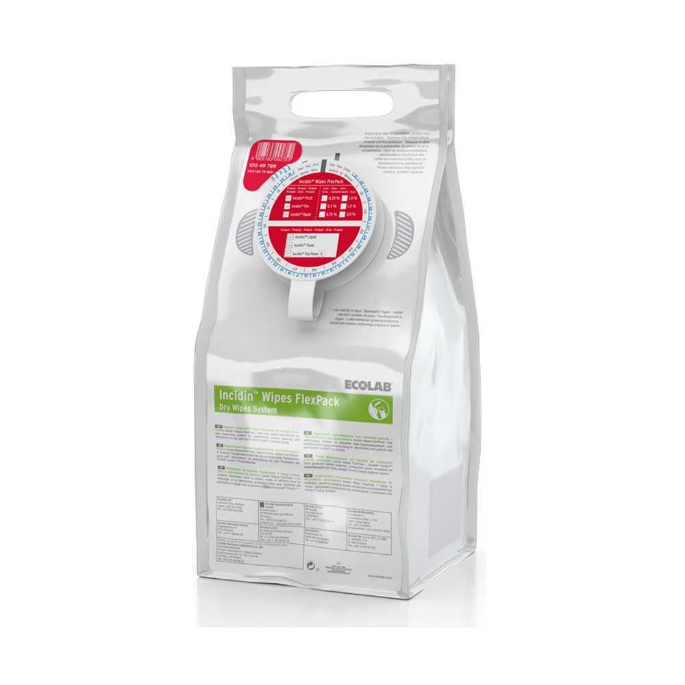 Ecolab Incidin Wipes Flexpack Trockentücher im roten Beutel
