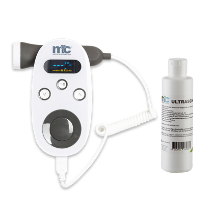 Medicalcorner24 Ultraschall-Fetal-Doppler in Grau mit Display und Antikoll-Sonde