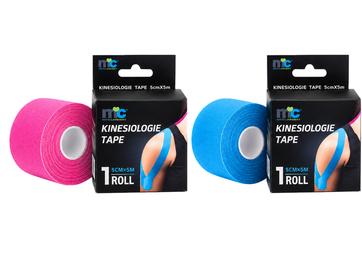 Kinesiologie-Tape-Set, latexfrei: pinke & blaue Rollen, 5 cm Breite, 5 m Länge