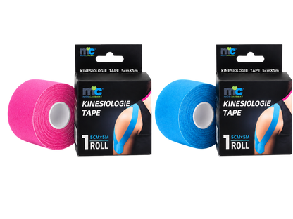 Kinesiologie-Tape-Set, latexfrei: pinke & blaue Rollen, 5 cm Breite, 5 m Länge