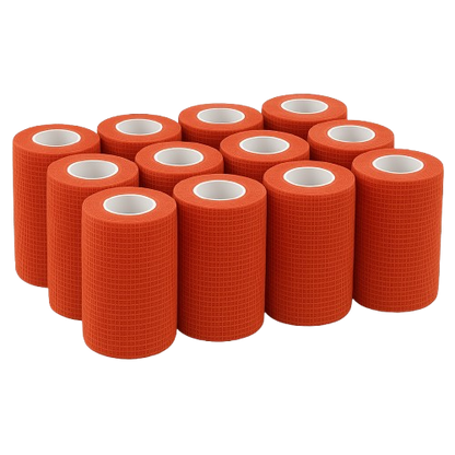 Selbsthaftende Vliesbandage, rote Rollen (mehrere), 7,5 cm