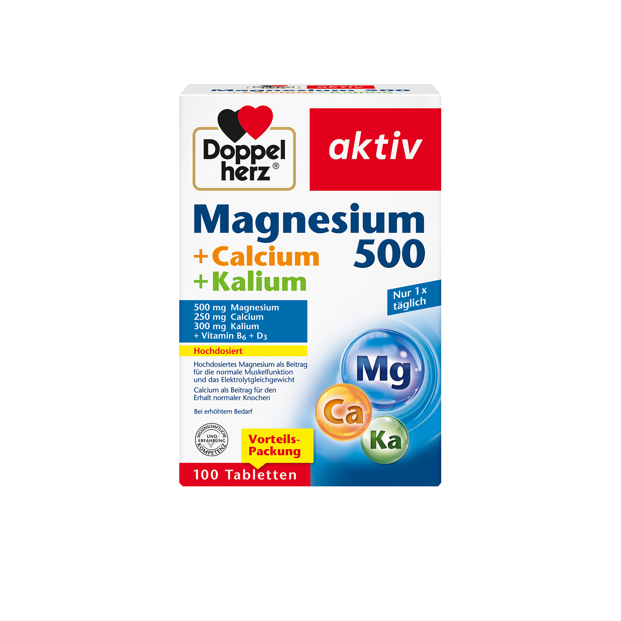 Doppelherz aktiv Magnesium + Calcium + Kalium, 100 Tabletten