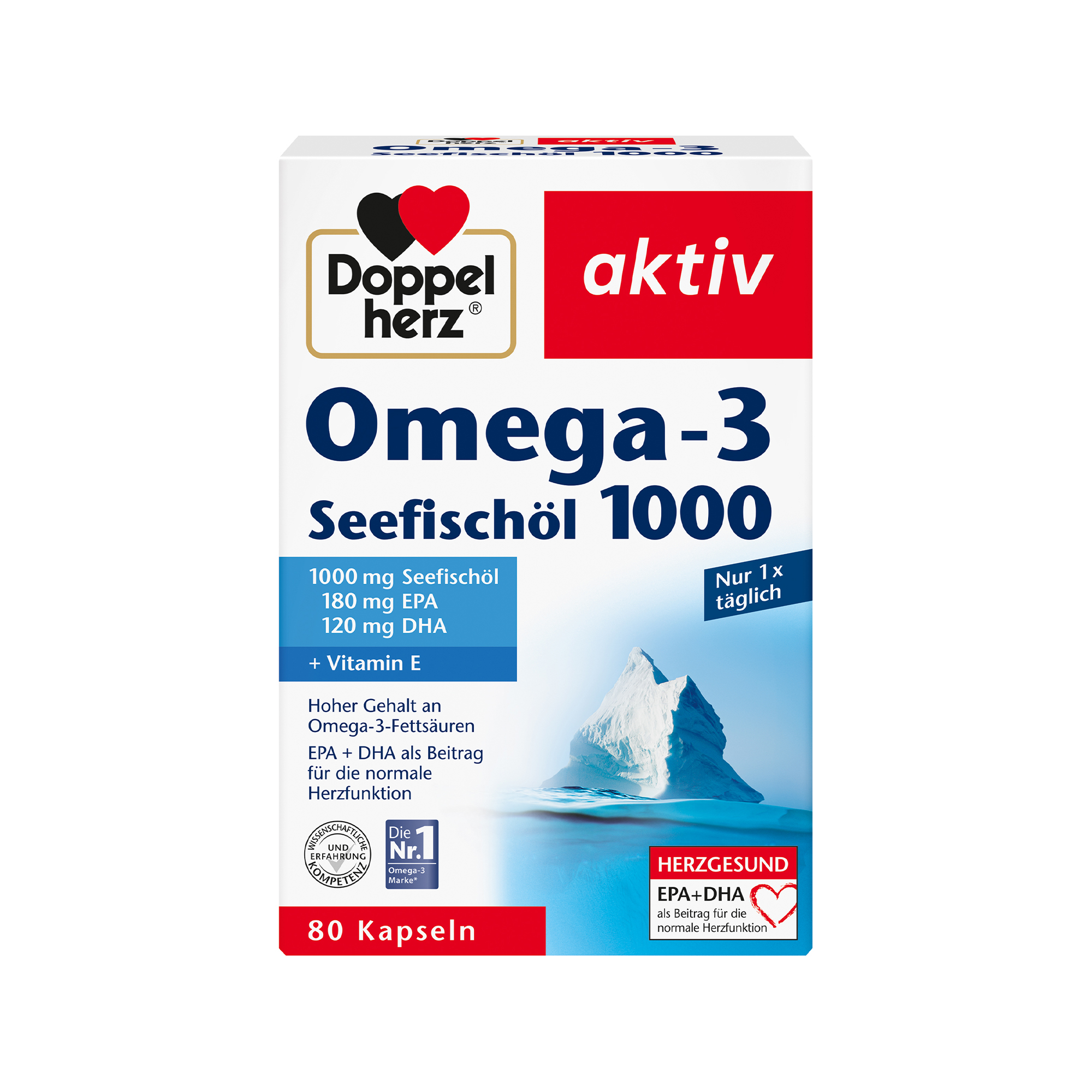 Doppelherz aktiv Omega-3 , Seefischöl, 1000mg, 80 Kapseln